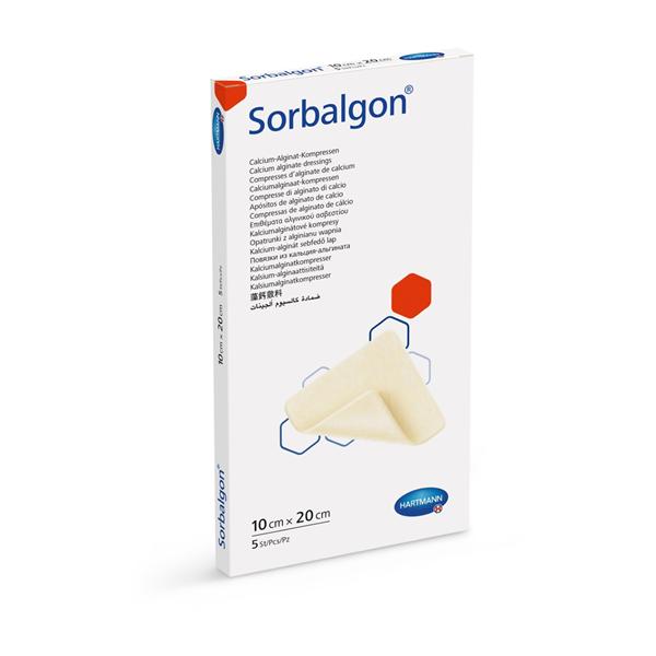 Dressing Hydrophilic Sorbalgon Cal Alg 4x8" Rectangle Strl Hi Abs LF 5/Bx