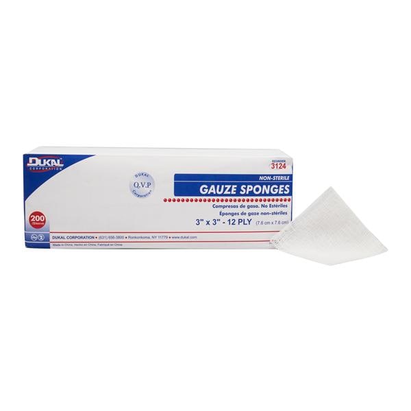 100% Woven Cotton Gauze Sponge 3x3" 12 Ply Non-Sterile LF