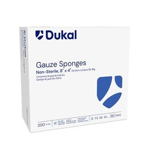 100% Woven Cotton Gauze Sponge 4x8" 12 Ply Non-Sterile LF
