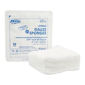 100% Woven Cotton Gauze Sponge 4x4" 12 Ply Sterile USP Type VII,...