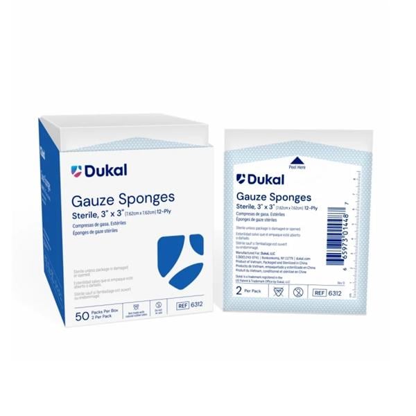 100% Woven Cotton Gauze Sponge 3x3" 12 Ply Sterile