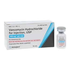 Vancomycin HCl Injection 500mg/vl Powder Vial 10/Package