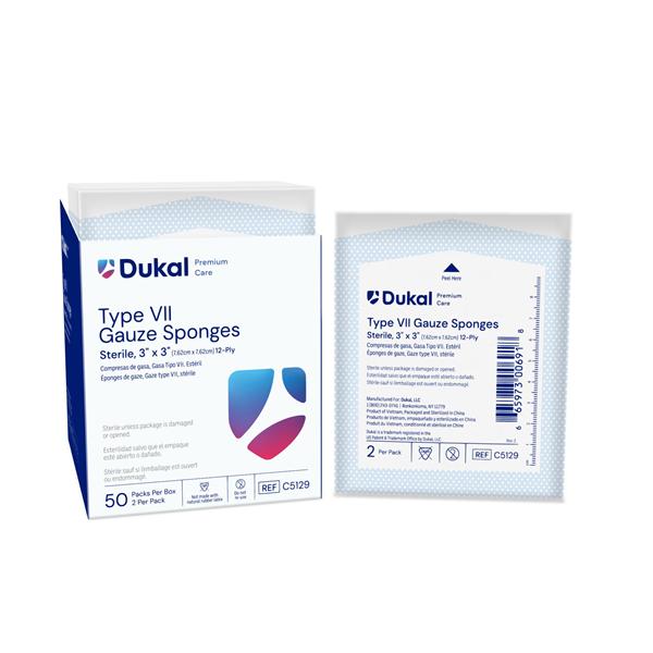 Premium Care 100% Woven Cotton Gauze Sponge 3x3" 12 Ply Sterile USP Type VII