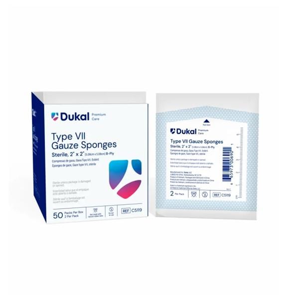 Premium Care 100% Woven Cotton Gauze Sponge 2x2" 8 Ply Sterile Square Typ 7 LF