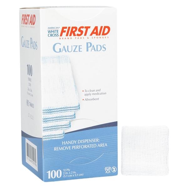 American White Cross Mesh Gauze Pad 2x2" 12 Ply Sterile