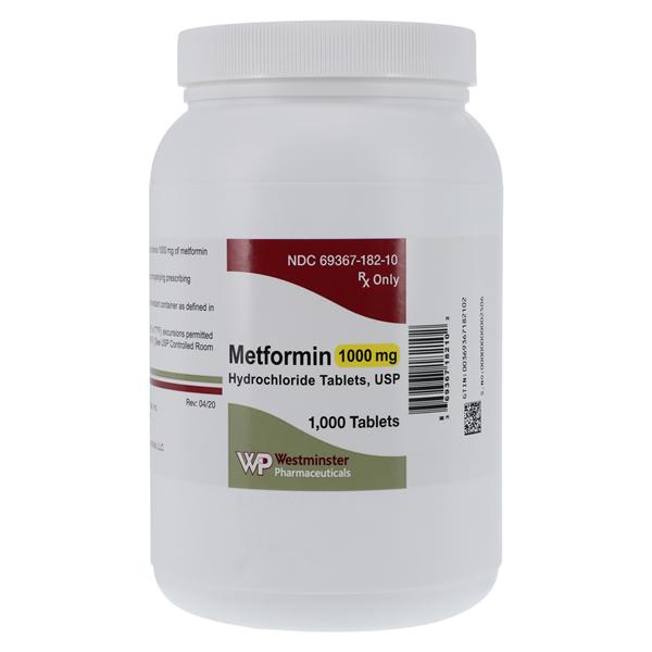 Metformin HCl Tablets 1000mg Bottle 1000/Bottle Each