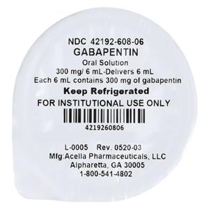 Gabapentin Oral Solution 300mg UD Cup 6mL 40/Package
