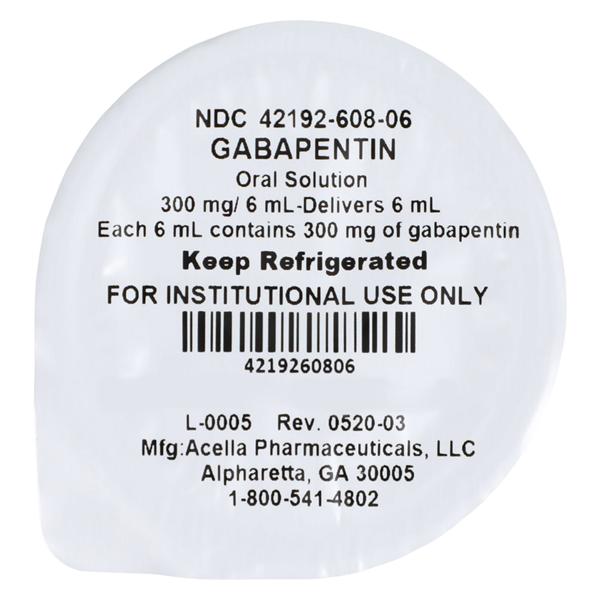 Gabapentin Oral Solution 300mg UD Cup 6mL 40/Package