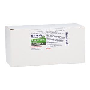 Bupivacaine HCl Injection 0.5% Preservative Free SDV 10mL 10/Pack...