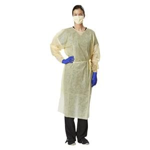 Isolation Gown AAMI Level 1 Medium Weight SMS X-Large Yellow 100/Ca