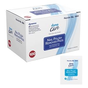 Nail Polish Remover Pad Acetone Free 100/Bx, 10 BX/CA