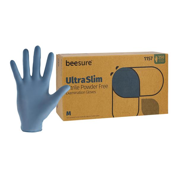 BeeSure UltraSlim Nitrile Exam Gloves Medium Standard Blue Non-Sterile
