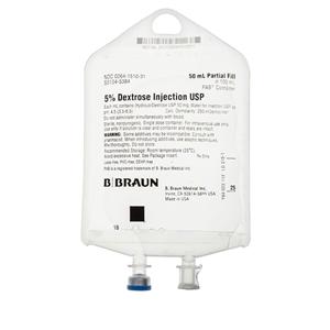 IV Injection Solution 5% Dextrose/Water 50mL Bag Ea
