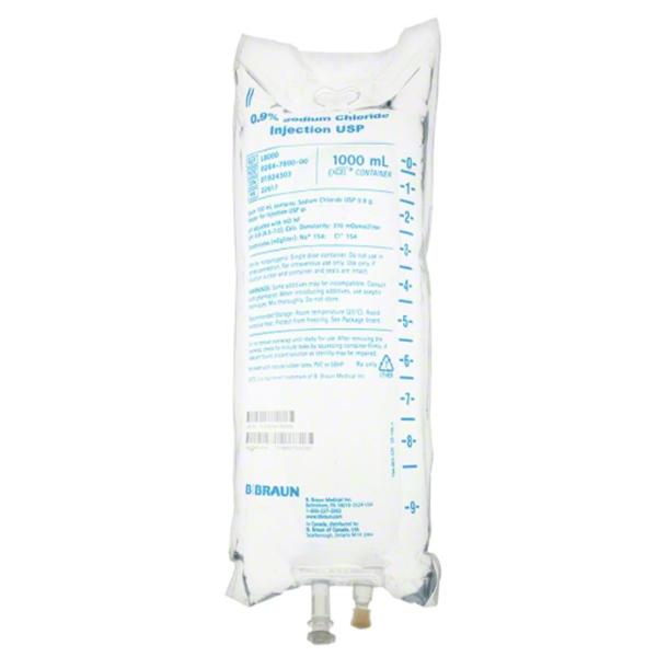 Injectable Solution 0.9% Sodium Chloride 1000mL Bag DEHP-Free Eac...