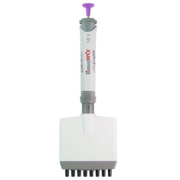 Diamond Apex 8 Channel Pipette 30-300uL Orange Ea