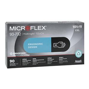 MICROFLEX MidKnight Touch Nitrile Exam Gloves 2X-Large Black Non-Sterile, 10 BX/CA
