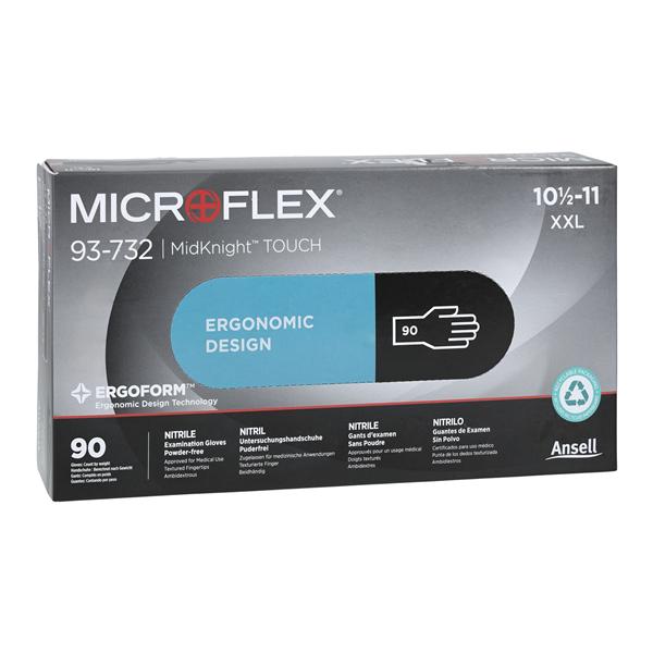 MICROFLEX MidKnight Touch Nitrile Exam Gloves 2X-Large Black Non-Sterile, 10 BX/CA