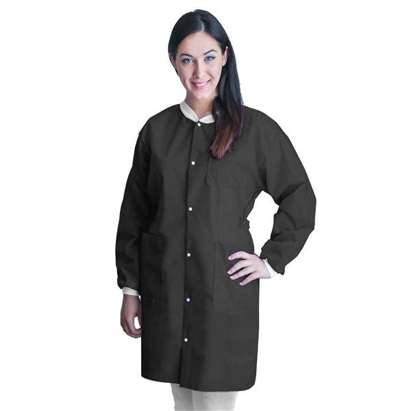 FitMe PPE Lab Coat Not Rated SMS Large Black 10/Bg