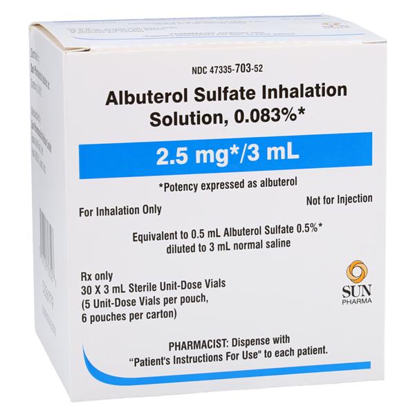 Albuterol Sulfate Inhalation Solution 0.083% Sterile Vial 3mL 30/...