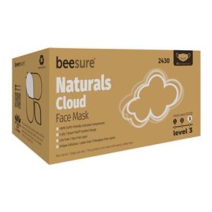 BeeSure Naturals Face Mask ASTM Level 3 White Adult 50/Bx, 8 BX/CA