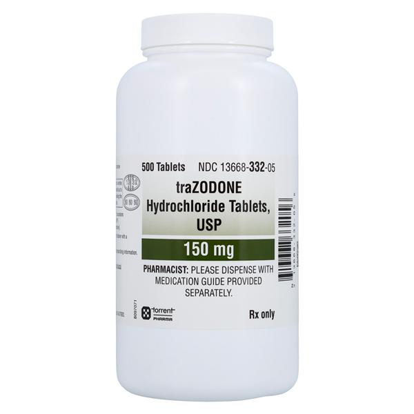 Trazodone HCl Tablets 150mg Bottle 500/Bottle Each