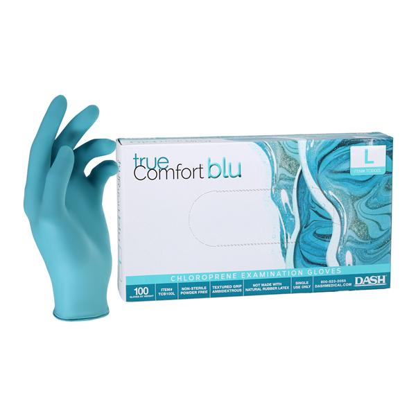 True Comfort Blu Chloroprene Exam Gloves Large Ocean Blue Non-Sterile
