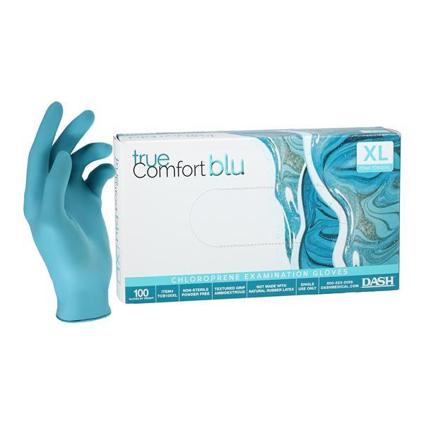 True Comfort Blu Chloroprene Exam Gloves X-Large Ocean Blue Non-Sterile