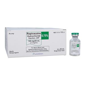 Ropivacaine HCl Injection 0.75 7.5mg/mL Preservative Free SDV 20m...