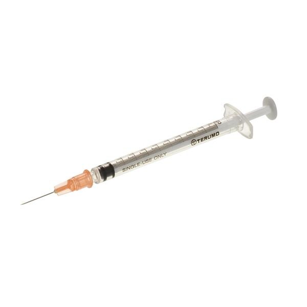 Syringe/Needle 1mL 25g 5/8" TB 1/100 Graduations Bi-Beveled Steri...
