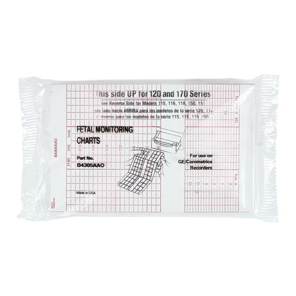 Paper Chart New 152mmx47' Red Grid Z-Fold Ea
