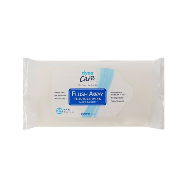 Wipes Aloe Disposable Flushable Alcohol Free 9x13" 24/Ca