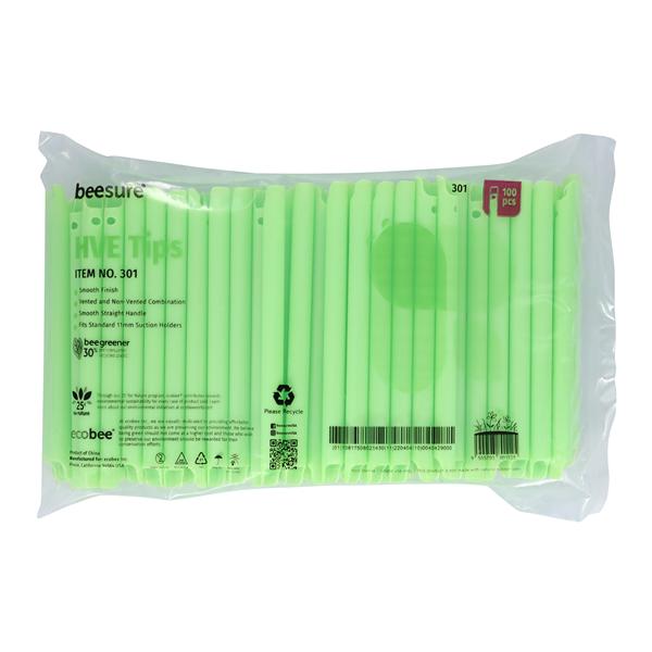 BeeSure High Volume Evacuator Tip Vnt/Nvnt Grn S Tip Recyl Plstc 100/Bg, 30 BG/CA