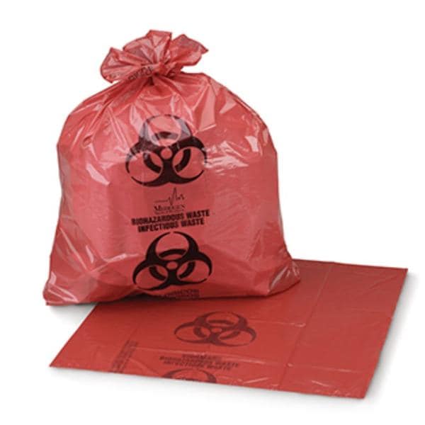 Biohazard Bag 11mic 24x33" Red/Black Star Seal HDPE 50X20/Ca