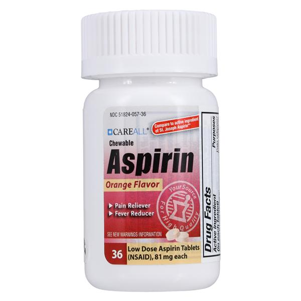 Aspirin Chewable 81mg Orange Bottle 36/Bottle, 24 BT/CA