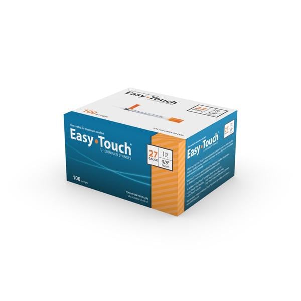 Syringe/Needle EasyTouch Insulin 27g 5/8" 1cc _ Orange 100/Box