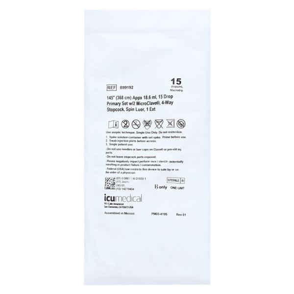 IV Administration Set 2 Bravo 24 Injection Sites 145" 15 Drops 50/Ca