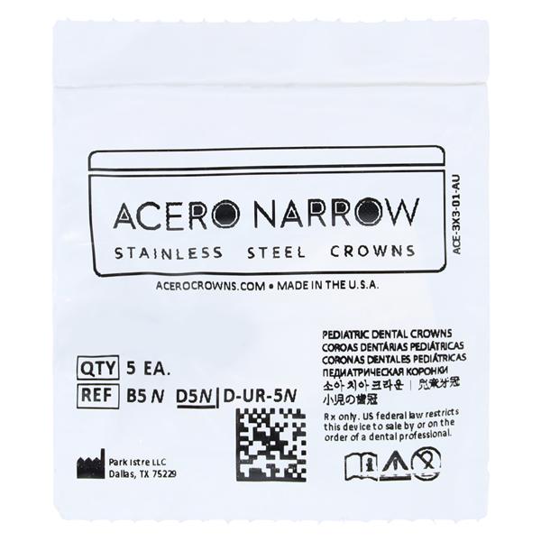 ACERO Stainless Steel Crowns 5 1st Primary Upper Right Molar 5/Pk 5/Pk