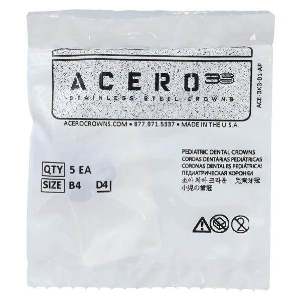 ACERO Stainless Steel Crowns 4 1st Primary Upper Right Molar 5/Pk 5/Pk