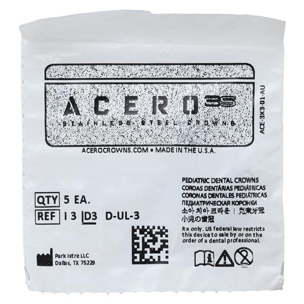 ACERO Stainless Steel Crowns 3 1st Primary Upper Left Molar 5/Pk 5/Pk