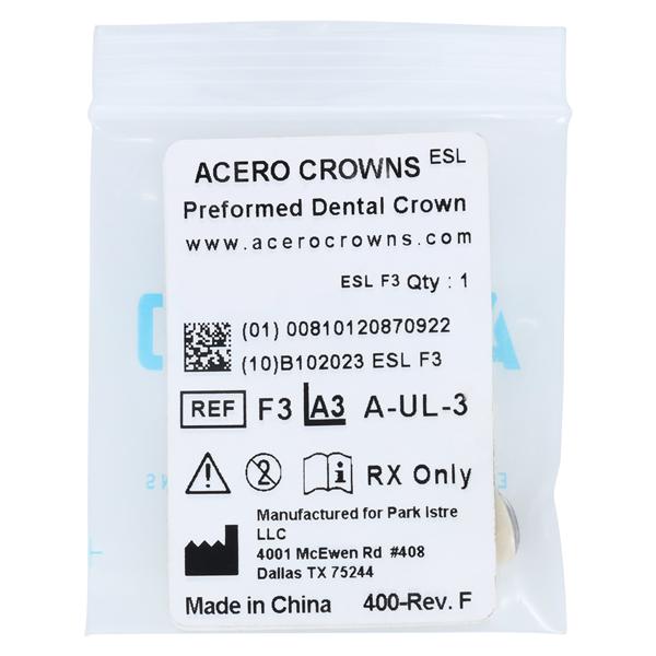 ACERO Crowns Size 3 Primary Upper Left Central 1/Bag Ea