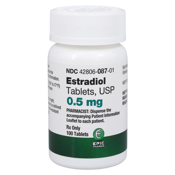 Estradiol Tablets 0.5mg Bottle 100/Bottle Each
