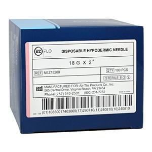 Hypodermic Needle 18gx2" Protective Cap 100/Bx