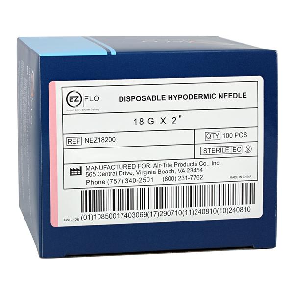 Hypodermic Needle 18gx2" Protective Cap 100/Bx