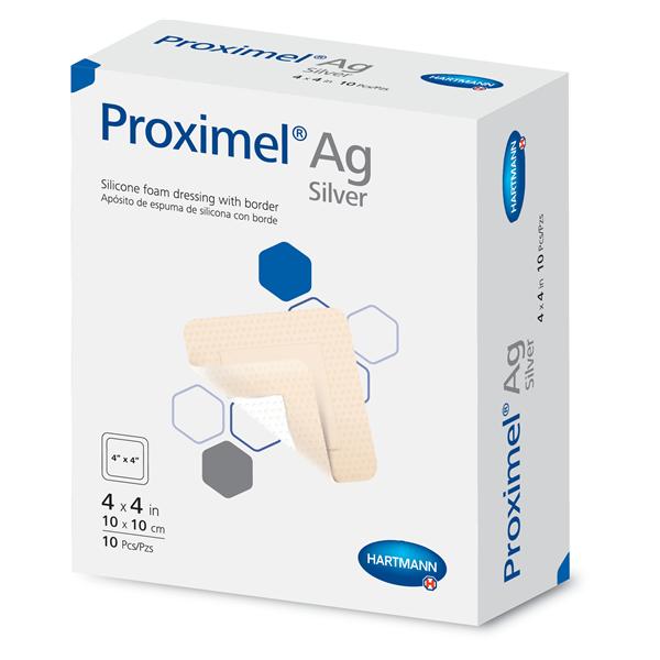 Proximel Ag Foam/Silicone Dressing 4x4" 5 Layer Square Adhesive Tan LF