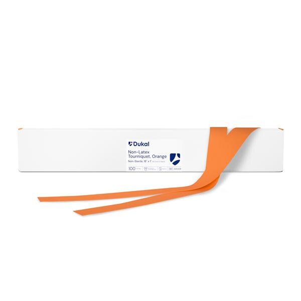 Compressing Device Tourniquet 18x1" Orange Flat LF Disp 100/Bx, 10 BX/CA