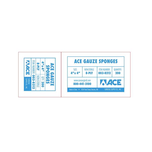 Ace 100% Cotton Gauze Sponge Gauze 4x4" 8 Ply Non-Sterile Square Woven LF