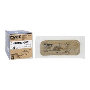 Suture Chromic Gut 3-0 30" Absorbable DS-24 Reverse Cutting 3/8 C...