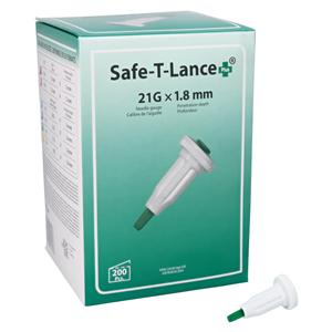 Safe-T-Lance Incision Device Lancet 21gx1.8mm Safety Green Medium Flow 200/Bx, 10 BX/CA