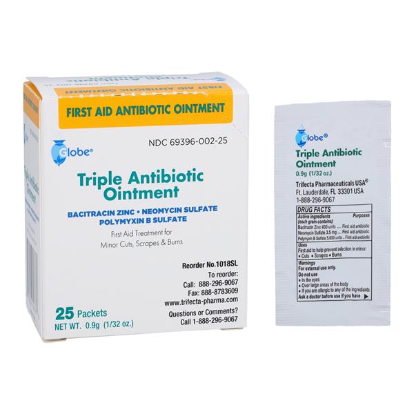 Triple Antibiotic Ointment 0.9gm Individual Packet 25/Package