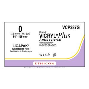 Coated Vicryl Plus Suture 0 54" Triclosan, Polyglactin 910 12/Bx